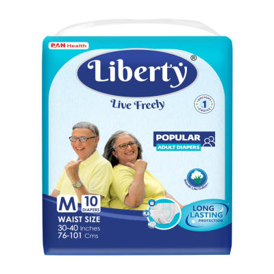 Liberty Popular Adult Diapers, Tape Style, Medium (M) Size, 10 Count