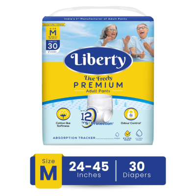 Liberty Premium Adult Diaper Pants, Medium (M) Size, 30 Count, Waist Size (61-115cm | 24-45 inches)