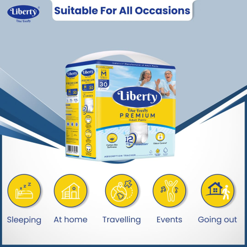 Liberty Premium Adult Diaper Pants, Medium (M) Size, 30 Count, Waist Size (61-115cm | 24-45 inches)