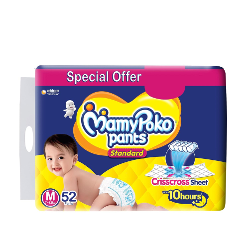 MamyPoko Pants All Night Absorb Baby Diapers Medium (M), 48 Count, 7-12 kg - Leak-Proof and Comfortable Overnight Protection