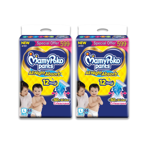 MamyPoko Pants All Night Absorb Baby Diapers Medium (M), 48 Count, 7-12 kg - Leak-Proof and Comfortable Overnight Protection