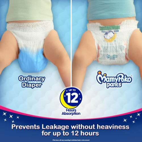 MamyPoko Pants All Night Absorb Baby Diapers Small (S), 60 Count, 4-8 kg - Leak-Proof and Dry Overnight Protection