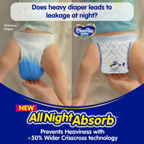 MamyPoko Pants All Night Absorb Baby Diapers Small (S), 60 Count, 4-8 kg - Leak-Proof and Dry Overnight Protection