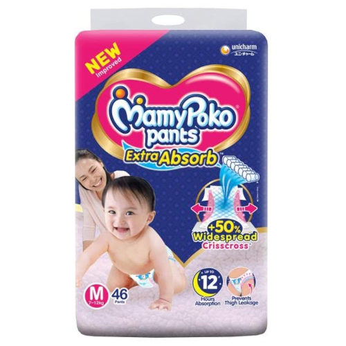 MamyPoko Pants Extra Absorb Baby Diapers, Medium (M), 148 Count, 7-12 kg - Best Diapers for Babies