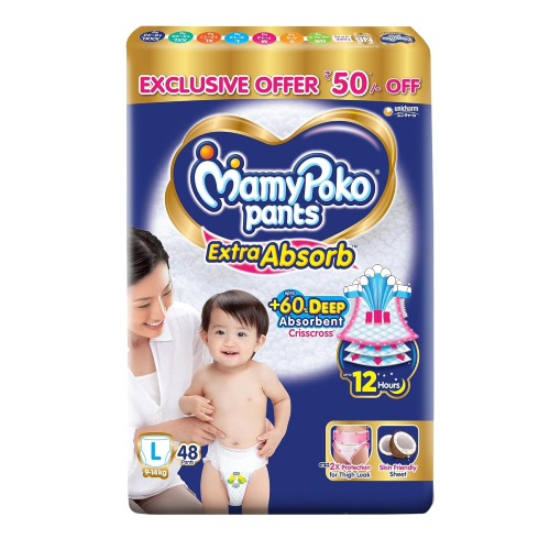 MamyPoko Pants Extra Absorb Baby Diapers, Medium (M), 148 Count, 7-12 kg - Best Diapers for Babies