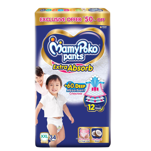 MamyPoko Pants Extra Absorb Baby Diapers, Medium (M), 148 Count, 7-12 kg - Best Diapers for Babies