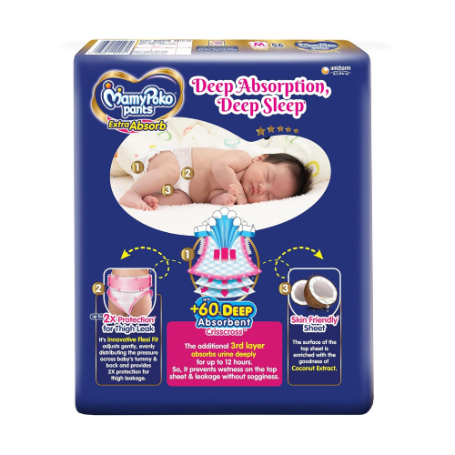 MamyPoko Pants Extra Absorb Baby Diapers, Medium (M), 148 Count, 7-12 kg - Best Diapers for Babies