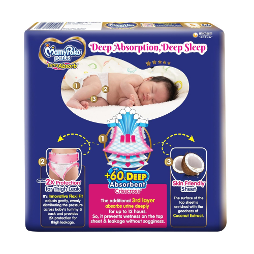 MamyPoko Pants Extra Absorb Baby Diapers, Medium (M), 148 Count, 7-12 kg - Best Diapers for Babies