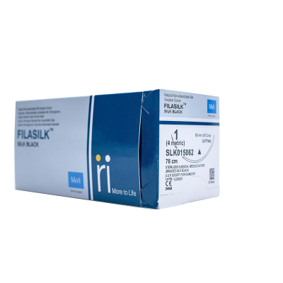 Meril Filasilk Suture SLK01 5062  Silk 0-1 Black Suture Length-76cm  | Pack of 12