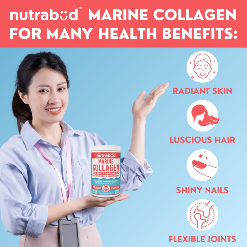 Nutrabud Japanese Marine Collagen Powder Supplement for Women, Men (Orange, 200g)