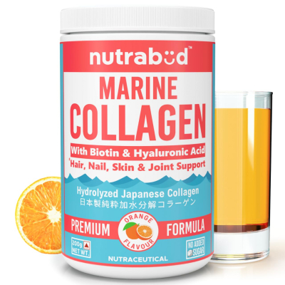 Nutrabud Japanese Marine Collagen Powder Supplement for Women, Men (Orange, 200g)