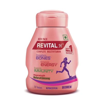 Revital H for Woman with Multivitamins, Calcium, Zinc & Natural Ginseng for Daily Immunity, Strong Bones, and Enhanced Energy Level - 30 Capsules