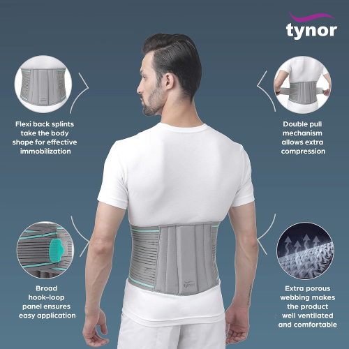 TYNOR Lumbo Sacral Belt, Grey, Large, 1 Unit