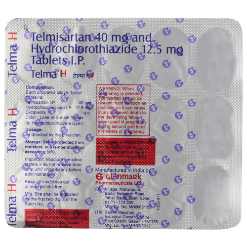 Telma H Tablet - 40 mg/12.5 mg 15 Tablets