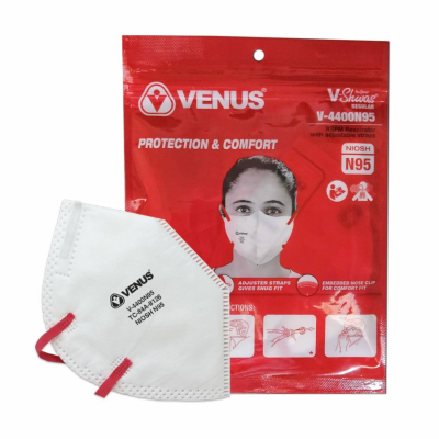 VENUS V-4400 NIOSH Certified N95 Mask, Pack of 10, Unisex White Color 