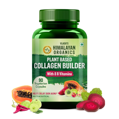 Vlado’s Himalayan Organics Plant Based Organic Collagen Builder With 8 B Vitamins for Hair and Skin | Collagen Supplement (90 Capsules) 