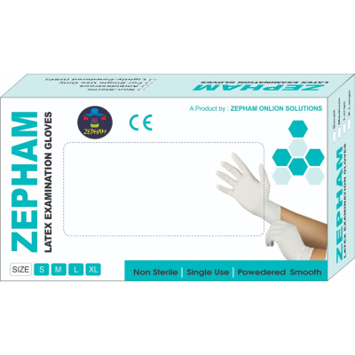 Zepham Latex Medical Examination Disposable Powdered Hand Gloves (Large) - Pack of 100