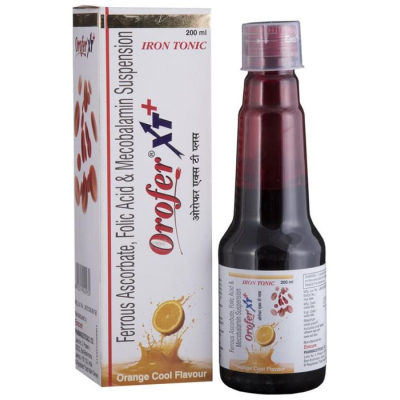 Orofer XT + Iron Tonic with Ferrous Ascorbate, Folic Acid & Mecobalamin | Suspension Flavour Orange Cool