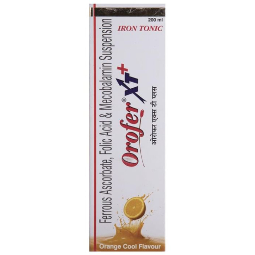 Orofer XT + Iron Tonic with Ferrous Ascorbate, Folic Acid & Mecobalamin | Suspension Flavour Orange Cool