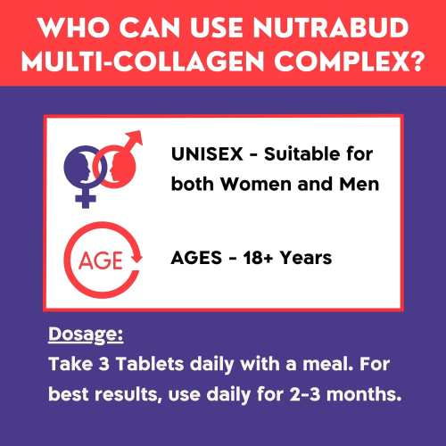 Nutrabud Multi Collagen Complex Supplement for Women, Men - 90 Tablets 